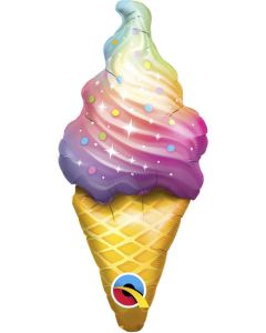 14" Rainbow Swirl Ice Cream Air-Fill Foil Balloon Unpackaged Qualatex