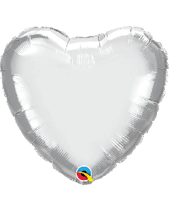 18" Chrome Silver Heart Foil Balloon Unpackaged Qualatex