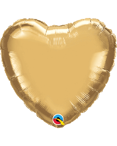18" Chrome Gold Heart Foil Balloon Unpackaged Qualatex