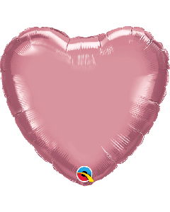 18" Chrome Mauve Heart Foil Balloon Unpackaged Qualatex