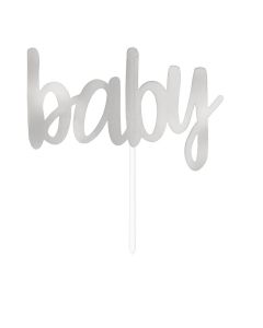 Silver Baby Shower Baby Cake Topper Unique