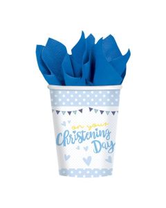Blue Christening 9oz Paper Cup 8pk Amscan