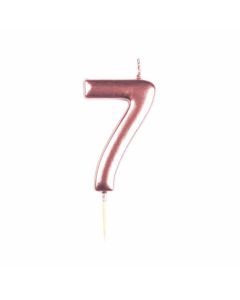 Metallic Rose Gold Number 7 Candle