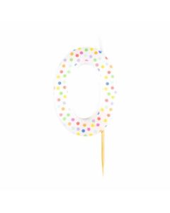 Multi-Colourd Dots Number 0 Candle