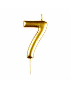 Metallic Gold Number 7 Candle