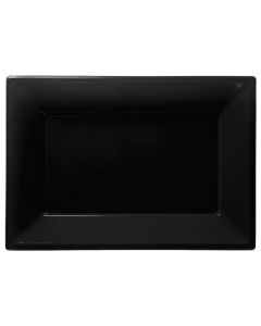 Jet Black Plastic Platter 3pk Amscan