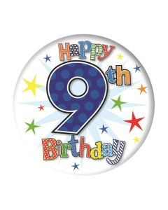 Age 9 Blue Small Birthday Badge 6pk Simon Elvin