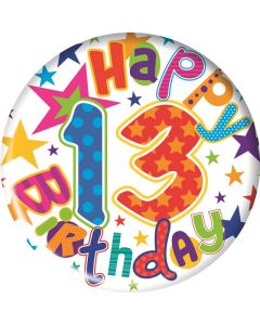 Age 13 Blue Small Birthday Badge 6pk Simon Elvin