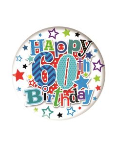 Age 60 Blue Small Birthday Badge 6pk Simon Elvin
