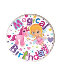 Pink Unicorn Small Birthday Badge 6pk Simon Elvin
