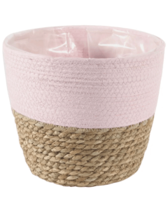 23cm ROUND 2 TONE SEAGRASS & PINK PAPER BASKET