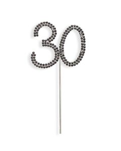 Age 30 Black Diamante on Stem Club Green