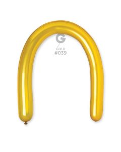 3"/8cm Metallic Gold Latex Modelling Balloons Pk50  #039 Gemar