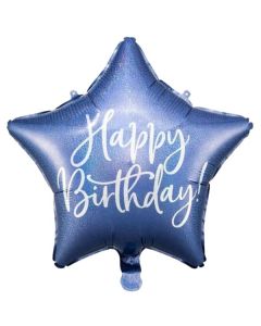 15" Happy Birthday Navy Blue Star Foil Balloon PartyDeco