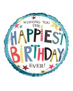 18" Printed Foil Balloon Happiest Birthday