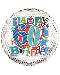 18" Age 60 Blue Round Foil Simon Elvin