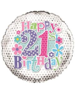 18" Age 21 Pink Round Foil Simon Elvin