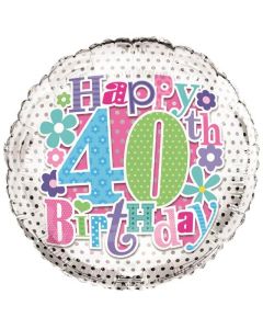 18" Printed Foil Balloon 40th Female