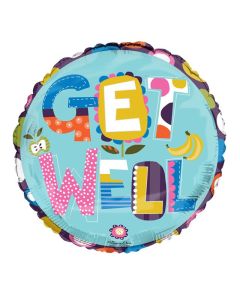18" Turquoise Get Well Round Foil Anagram