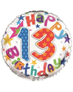 18" Printed Foil Balloon Age 13 Unisex