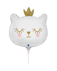 14" Cat Princess White Air-Fill Foil Balloon Unpackaged Grabo