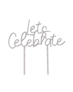 Silver Acrylic Let's Celebrate Cake Topper Club Green