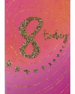PK6 C50 CARDS AGE 8 FEMALE FLITTER FINISH NETT  - OTB-17444B/1