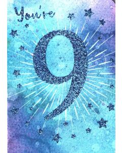 PK6 C50 CARDS AGE 9 MALE FLITTER FINISH NETT  - OTB-17447B/1