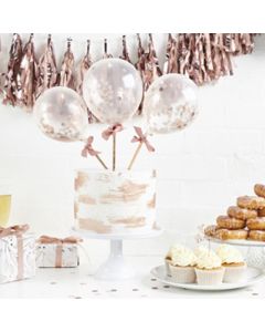 Mini Confetti Balloons 5 Pack Rose Gold