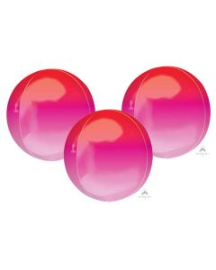 15" Orbz Red & Pink Ombere Foil Pk3 Unpackaged Anagram