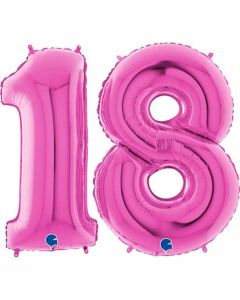 40" Fuxia Double Numbers 18 Foil Balloon Grabo