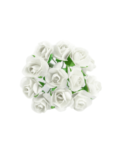 Paper Tea Rose Bunch White/Green