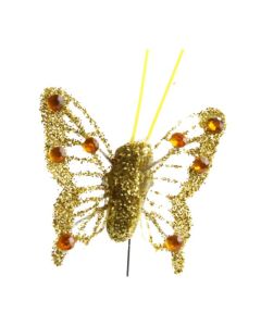 Small Gold Butterflies on Wires Pk24