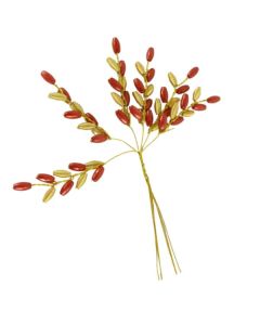 Pearl Fern Spray Gold and Red