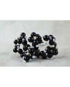 Pearl with Rhinestone Clusters Black
