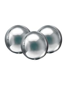 15" Silver Orbz Pack of 3 Unpackaged Foil Balloon Anagram