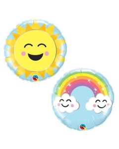 09" Round Sunshine Rainbow Foil Balloon Qualatex