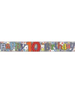 Single Banner Age 10 Multi Coloured 2.5m Foil Simon Elvin