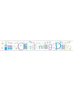 Single Banner Blue Christening 2.5m Foil Simon Elvin