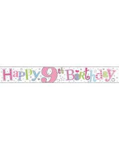 Single Banner Age 9 Pink Birthday 2.5m Foil Simon Elvin