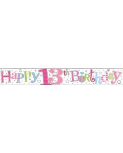 Single Banner Age 13 Pink Birthday 2.5m Foil Simon Elvin