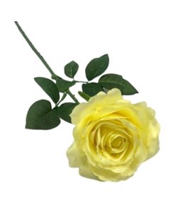 10cm Single Stem Silk Blooming Rose Light Yellow Weddings & Flowercraft