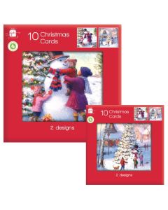 10 Square Family Snowman Cards IG Design