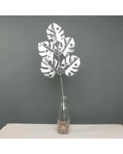 Metallic Monstera Leaf Spray Silver (Apac)