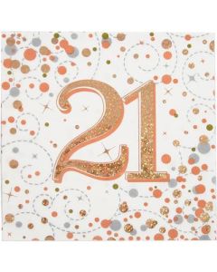 Age 21 Rose Gold Napkins 16pk Oaktree