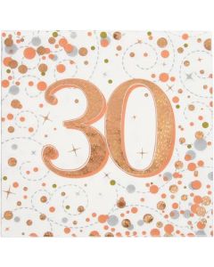 Age 30 Rose Gold Napkins 16pk Oaktree