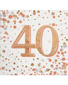 Age 40 Rose Gold Napkins 16pk Oaktree
