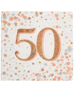 Age 50 Rose Gold Napkins 16pk Oaktree