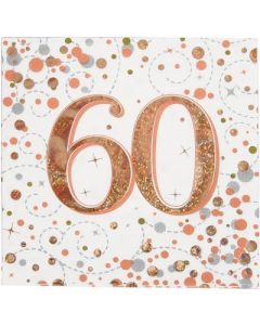 Age 60 Rose Gold Napkins 16pk Oaktree