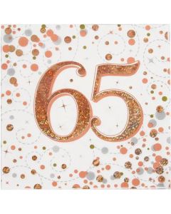 Age 65 Rose Gold Napkins 16pk Oaktree